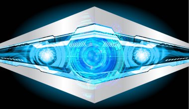 Mavi göz siber devre gelecekteki teknoloji konsepti