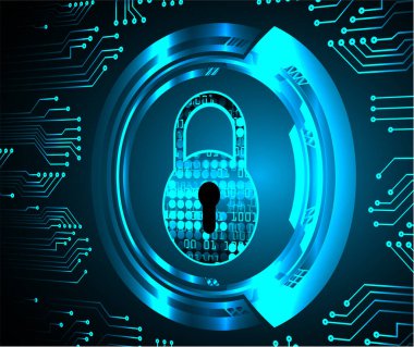 Sayısal arkaplan ve siber güvenlik konusunda kapatılmış asma kilit