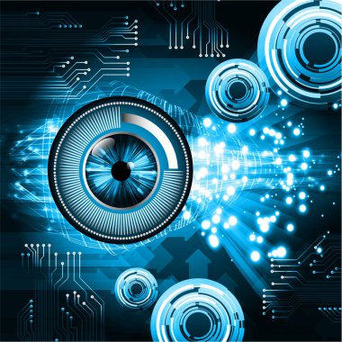 Mavi göz siber devre gelecekteki teknoloji konsepti