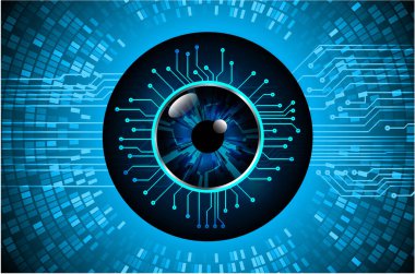 Mavi göz siber devre gelecekteki teknoloji konsepti