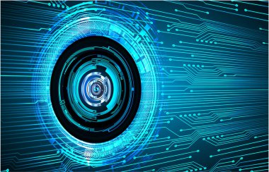 Mavi göz siber devre gelecekteki teknoloji konsepti