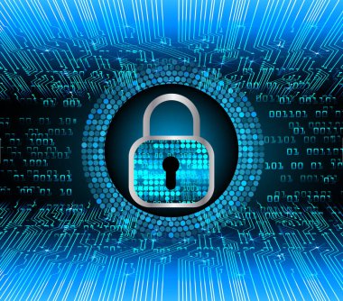 Sayısal arkaplan ve siber güvenlik konusunda kapatılmış asma kilit