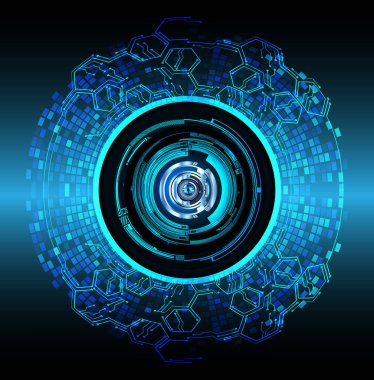 Mavi göz siber devre gelecekteki teknoloji konsepti