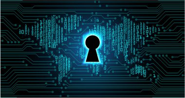 Sayısal arkaplan ve siber güvenlik konusunda kapatılmış asma kilit