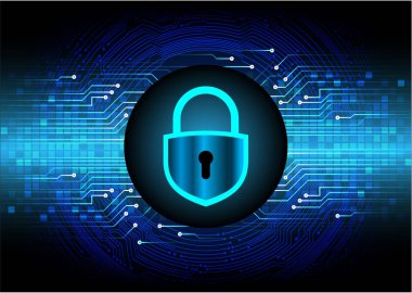 Sayısal arkaplan ve siber güvenlik konusunda kapatılmış asma kilit