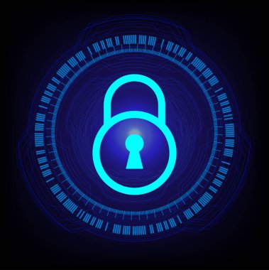 Sayısal arkaplan ve siber güvenlik konusunda kapatılmış asma kilit