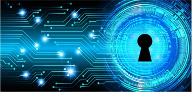 Sayısal arkaplan ve siber güvenlik konusunda kapatılmış asma kilit