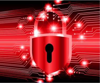 Sayısal arkaplan ve siber güvenlik konusunda kapatılmış asma kilit