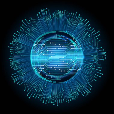 Mavi göz siber devre gelecekteki teknoloji konsepti