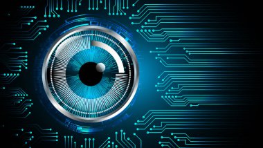 Mavi göz siber devre gelecekteki teknoloji konsepti