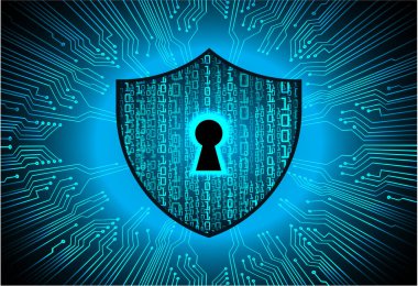 Sayısal arkaplan ve siber güvenlik konusunda kapatılmış asma kilit