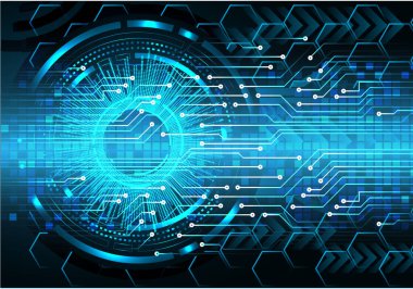 Mavi göz siber devre gelecekteki teknoloji konsepti