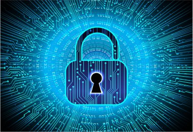 Sayısal arkaplan ve siber güvenlik konusunda kapatılmış asma kilit