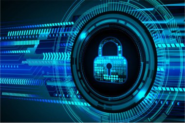 Sayısal arkaplan ve siber güvenlik konusunda kapatılmış asma kilit