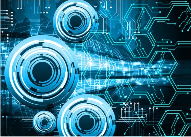 Mavi göz siber devre gelecekteki teknoloji konsepti