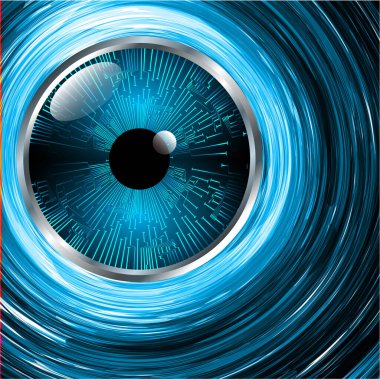 Mavi göz siber devre gelecekteki teknoloji konsepti