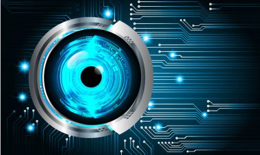 Mavi göz siber devre gelecekteki teknoloji konsepti