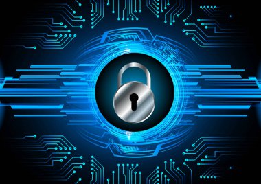Sayısal arkaplan ve siber güvenlik konusunda kapatılmış asma kilit