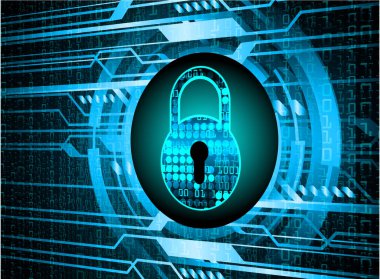 Sayısal arkaplan ve siber güvenlik konusunda kapatılmış asma kilit