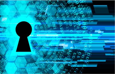 Sayısal arkaplan ve siber güvenlik konusunda kapatılmış asma kilit