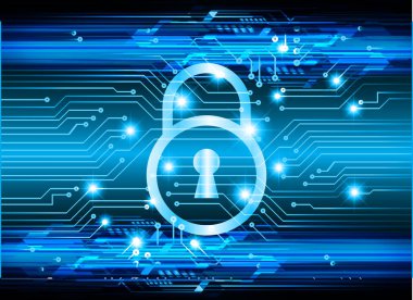 Sayısal arkaplan ve siber güvenlik konusunda kapatılmış asma kilit