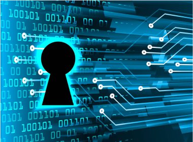 Sayısal arkaplan ve siber güvenlik konusunda kapatılmış asma kilit