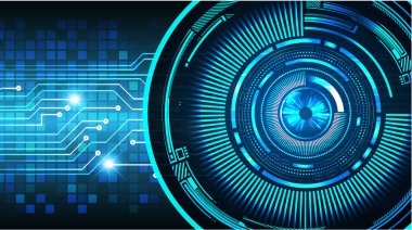Mavi göz siber devre gelecekteki teknoloji konsepti