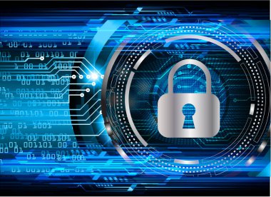 Sayısal arkaplan ve siber güvenlik konusunda kapatılmış asma kilit