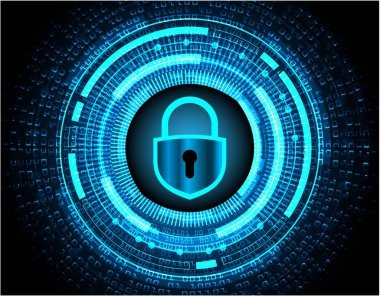 Sayısal arkaplan ve siber güvenlik konusunda kapatılmış asma kilit