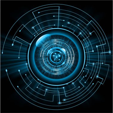 Mavi göz siber devre gelecekteki teknoloji konsepti