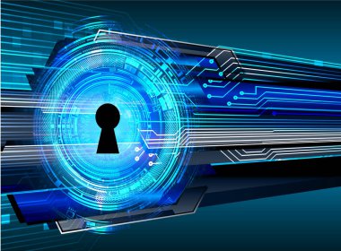 Sayısal arkaplan ve siber güvenlik konusunda kapatılmış asma kilit