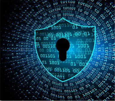 Sayısal arkaplan ve siber güvenlik konusunda kapatılmış asma kilit