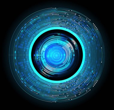 Mavi göz siber devre gelecekteki teknoloji konsepti
