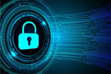 Sayısal arkaplan ve siber güvenlik konusunda kapatılmış asma kilit