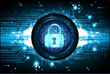 Sayısal arkaplan ve siber güvenlik konusunda kapatılmış asma kilit