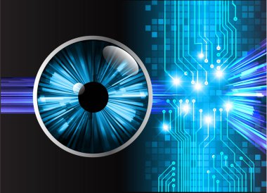 Mavi göz siber devre gelecekteki teknoloji konsepti
