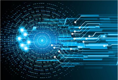 Mavi göz siber devre gelecekteki teknoloji konsepti