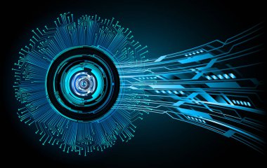 Mavi göz siber devre gelecekteki teknoloji konsepti