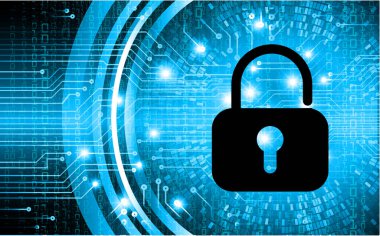 Sayısal arkaplan ve siber güvenlik konusunda kapatılmış asma kilit