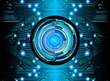 Mavi göz siber devre gelecekteki teknoloji konsepti
