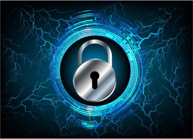 Sayısal arkaplan ve siber güvenlik konusunda kapatılmış asma kilit