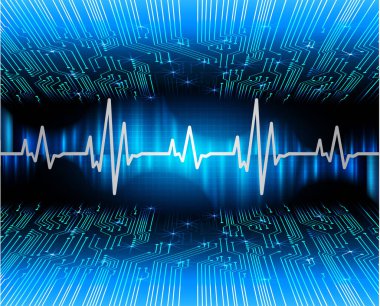 Blue Heart nabız monitörü sinyal veriyor. Kalp atışı. ekg simge dalgası