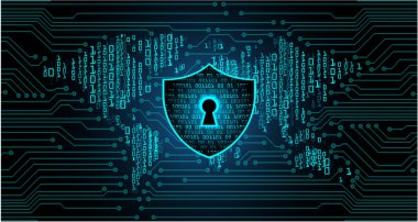 Sayısal arkaplan ve siber güvenlik konusunda kapatılmış asma kilit