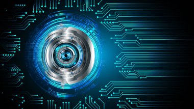 Mavi göz siber devre gelecekteki teknoloji konsepti
