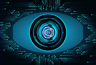 Mavi göz siber devre gelecekteki teknoloji konsepti