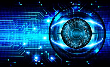 Mavi göz siber devre gelecekteki teknoloji konsepti