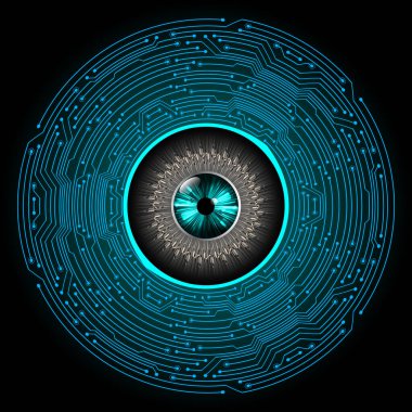 Mavi göz siber devre gelecekteki teknoloji konsepti