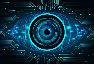 Mavi göz siber devre gelecekteki teknoloji konsepti