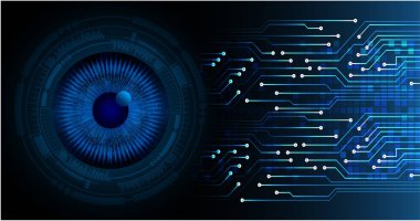 Mavi göz siber devre gelecekteki teknoloji konsepti