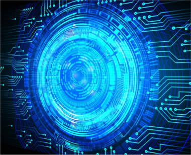 Mavi göz siber devre gelecekteki teknoloji konsepti